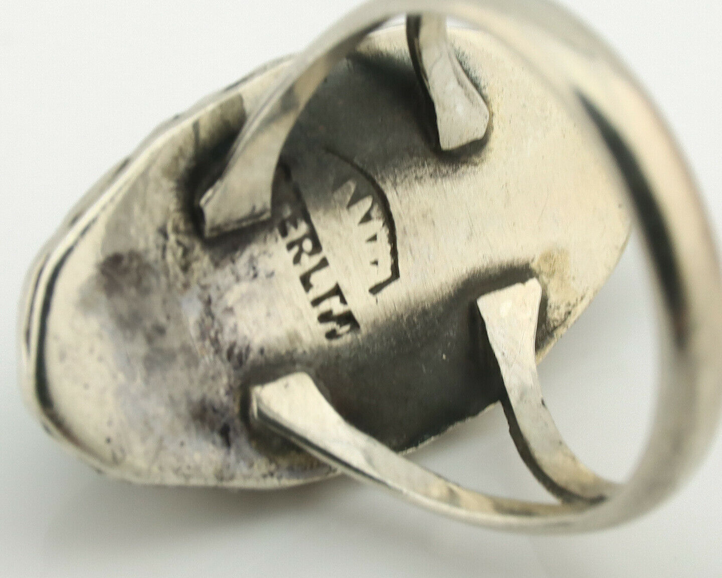 Navajo Ring .925 Silver Natural Turquoise Artist Signed Native American C.80's
