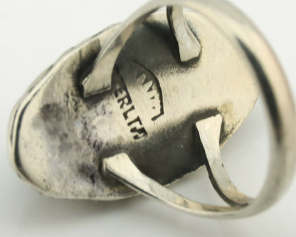 Navajo Ring .925 Silver Natural Turquoise Artist Signed Native American C.80's