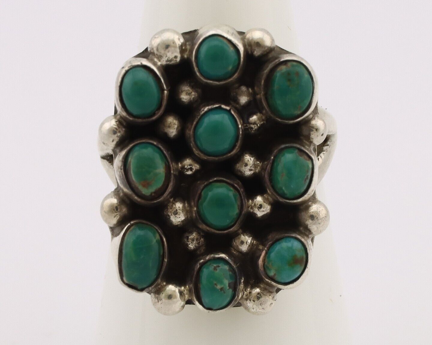 Navajo Ring .925 Silver Natural Blue Turquoise Native American Artist C.80's