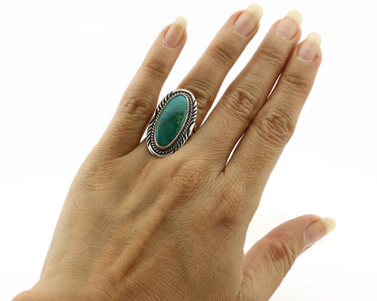 Navajo Ring .925 Silver Kingman Turquoise Native American Artist C.80's