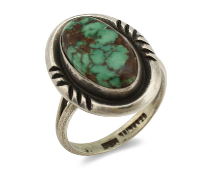 Navajo Ring .925 Silver Spiderweb Turquoise Native American Artist C.1980's