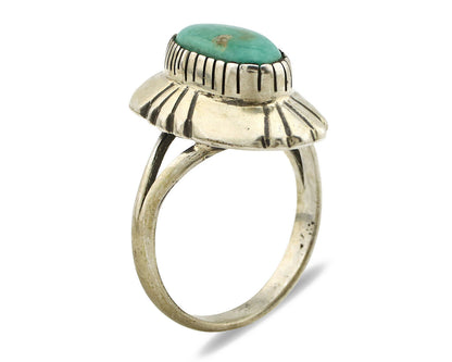 Navajo Ring .925 Silver Green Turquoise Artist Signed M Montoya C.80's