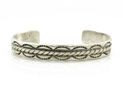 Navajo Bracelet .925 Silver Handmade Hand Stamped Signed Artist C Montoya C.80's