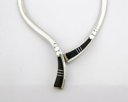 Women's Navajo Necklace .925 Silver Black Onyx Inlay C.80's