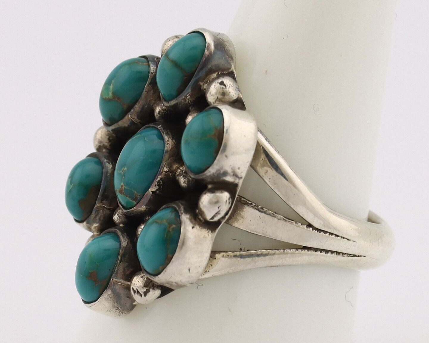 Navajo Ring .925 Silver Natural Blue Turquoise Artist Signed LP C.80's