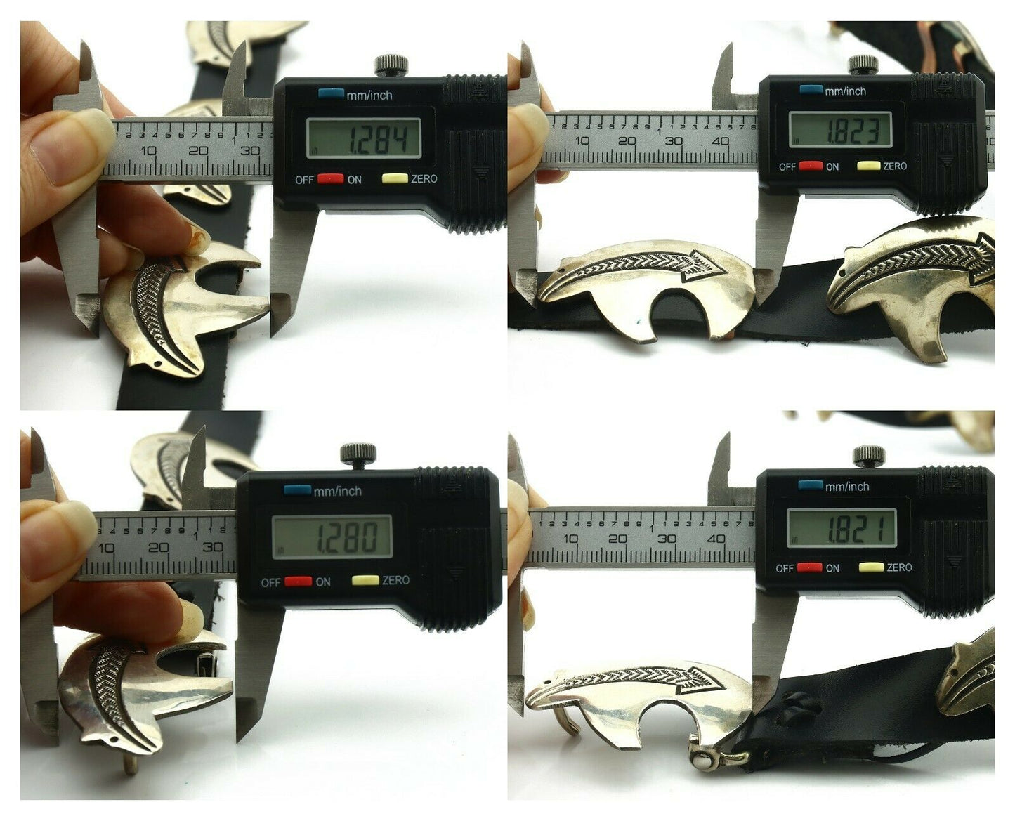 Navajo Concho Belt .925 Silver Arrow Bear Handmade Signed BK C.80's