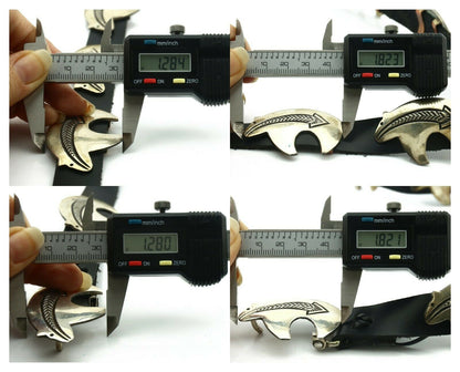 Navajo Concho Belt .925 Silver Arrow Bear Handmade Signed BK C.80's