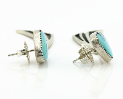 Navajo Earrings .925 Silver Natural Turquoise Native American Artist C.80's