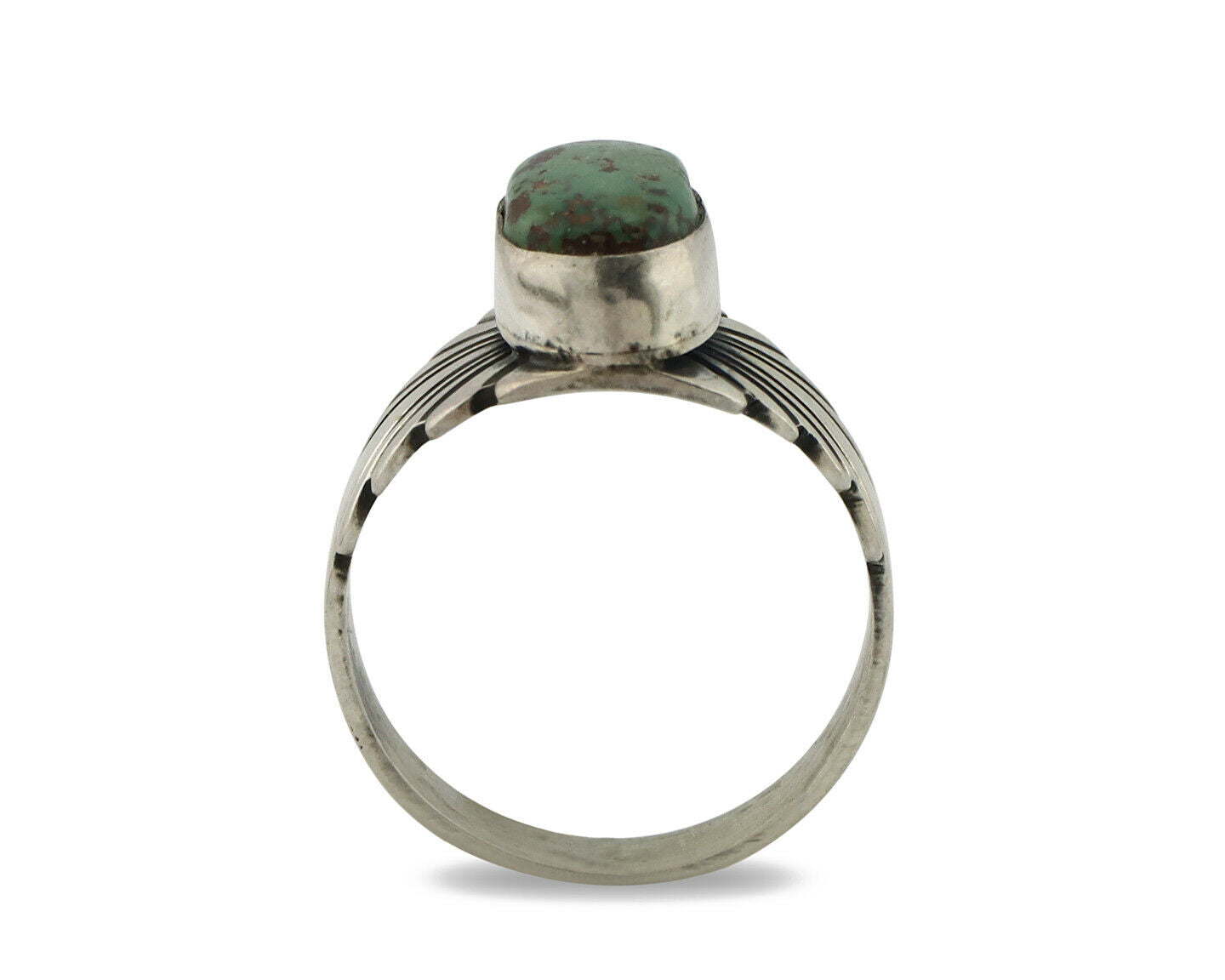 Navajo Ring .925 Silver Blue Green Arizona Turquoise Artist Signed Apache C.80's