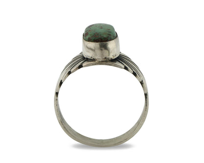 Navajo Ring .925 Silver Blue Green Arizona Turquoise Artist Signed Apache C.80's