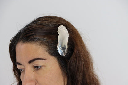 Navajo Hair Clip Barrette .925 Silver Hand Stamped Artist Signed C Montoya C80s