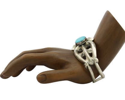 Navajo Bracelet .925 Silver Blue Turquoise Native American Artist C.80's