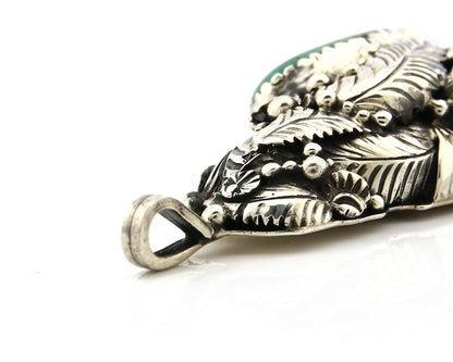 Navajo Pendant .925 Silver Kings Manassas Turquoise Signed Tom Willeto C.80's