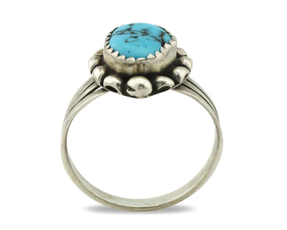Navajo Ring .925 Silver Sleeping Beauty Turquoise Signed Sylvia Chee C.80's