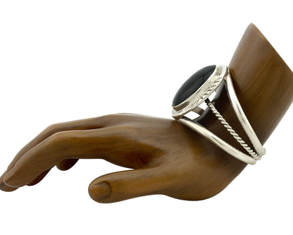 Navajo Bracelet .925 Silver Black Onyx Artist Native American C.90's