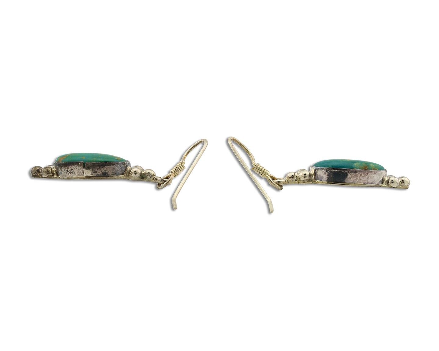 Navajo Earrings 925 Silver Blue Gem Turquoise Native American Artist C.80's