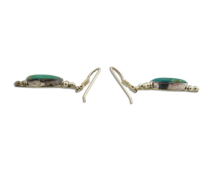 Navajo Earrings 925 Silver Blue Gem Turquoise Native American Artist C.80's