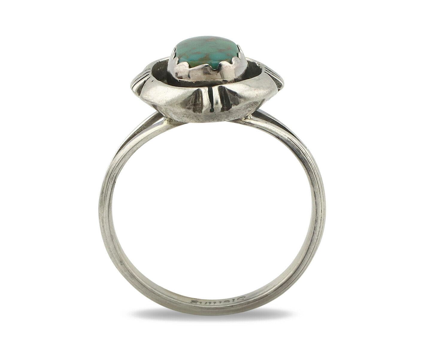 Navajo Ring .925 Silver Kingman Turquoise Handmade Native American Artist C.80's