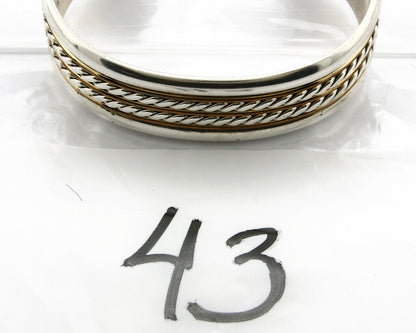 Navajo Bracelet SOLID .925 Silver & 12K Gold Filled Signed Artist TAHE C1980's