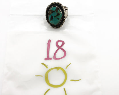 Navajo Ring 925 Silver Bisbee Turquoise Native American Artist C.1980's