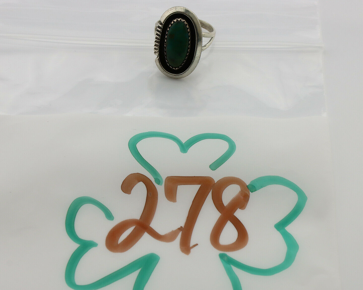 Navajo Ring .925 Silver Kingman Turquoise Native American Artist C.1980's