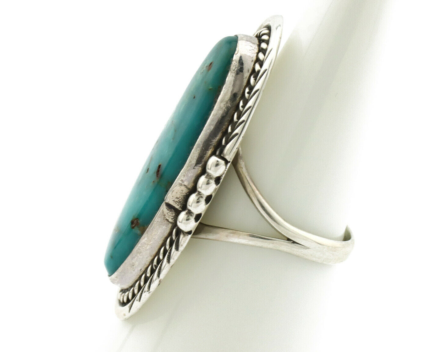 Navajo Ring .925 Silver Kingman Turquoise Signed William Denetdale C.80's