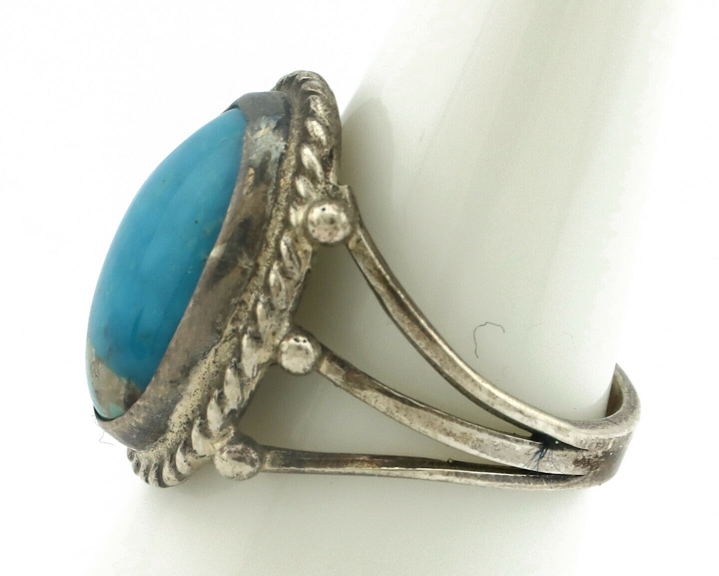 Navajo Ring .925 Silver Natural Blue Turquoise Native American Artist C.80's