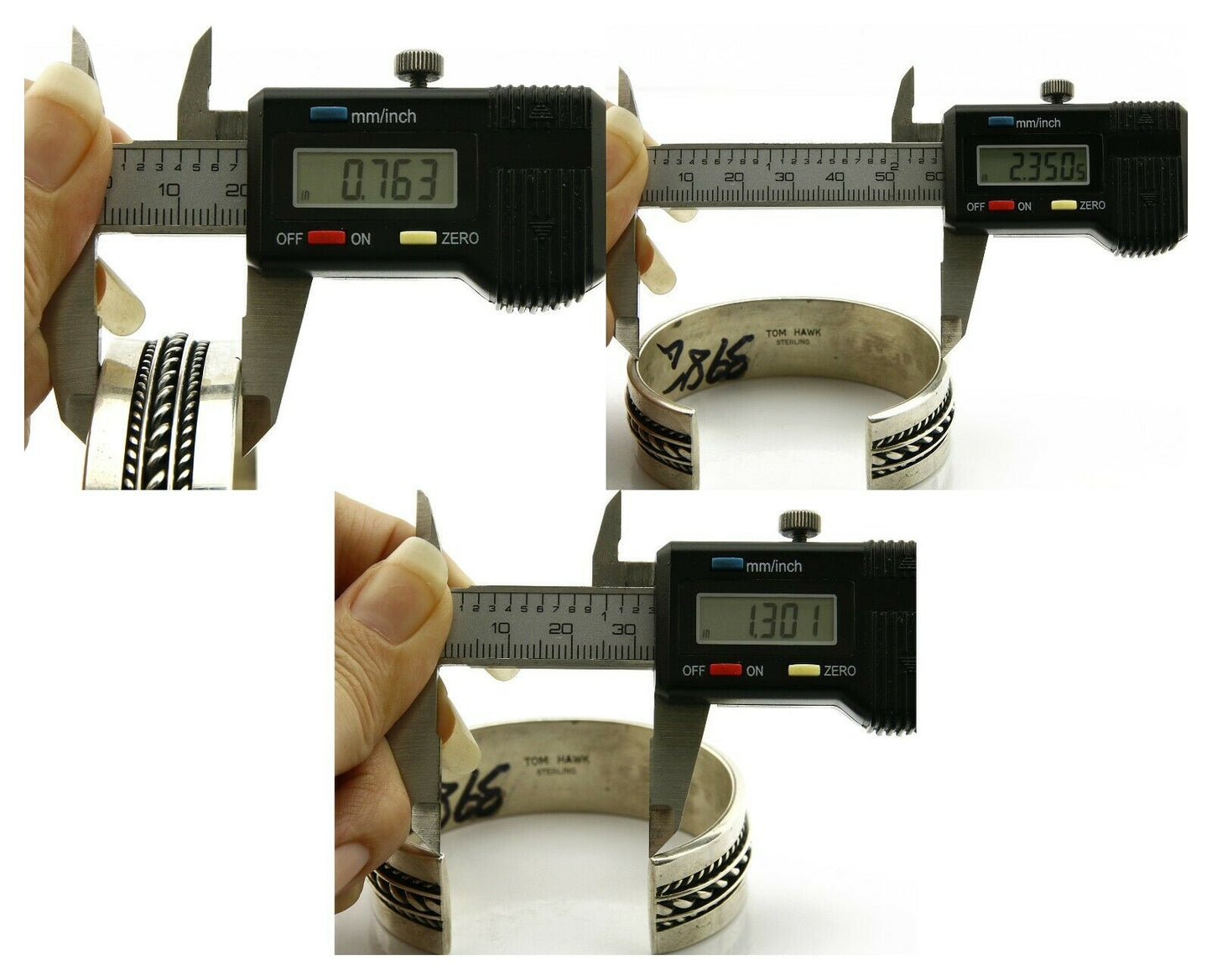 Navajo Bracelet .925 Silver SOLID Handmade Signed Artist Tom Hawk Circa 1980's