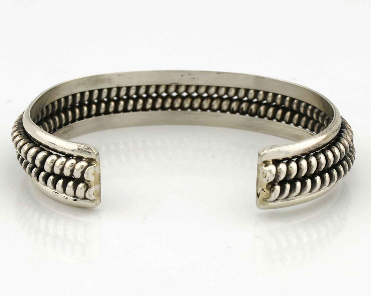 Navajo Handmade Bracelet .925 SOLID Silver Native Artist Signed Tahe Circa 1980s