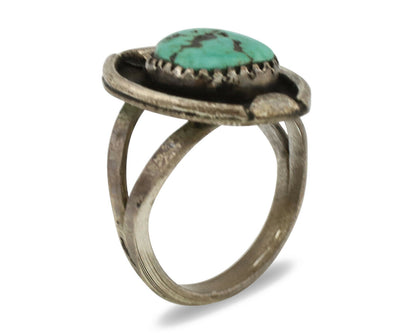 Navajo Ring .925 Silver Kingman Turquoise Native American Artist C.1980's