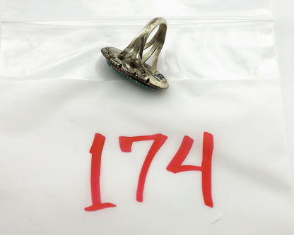 Navajo Ring .925 Silver Spiderweb Turquoise Native American Artist C.1980's