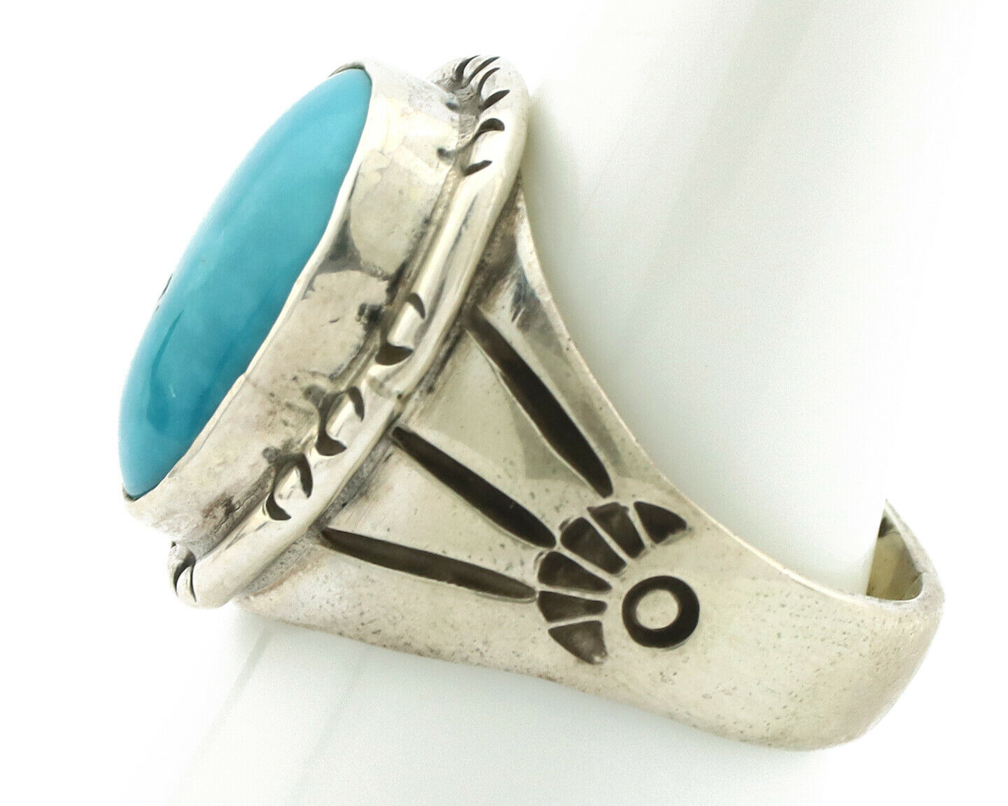 Navajo Ring .925 Silver Turquoise Mountain Native American Artist C.80's