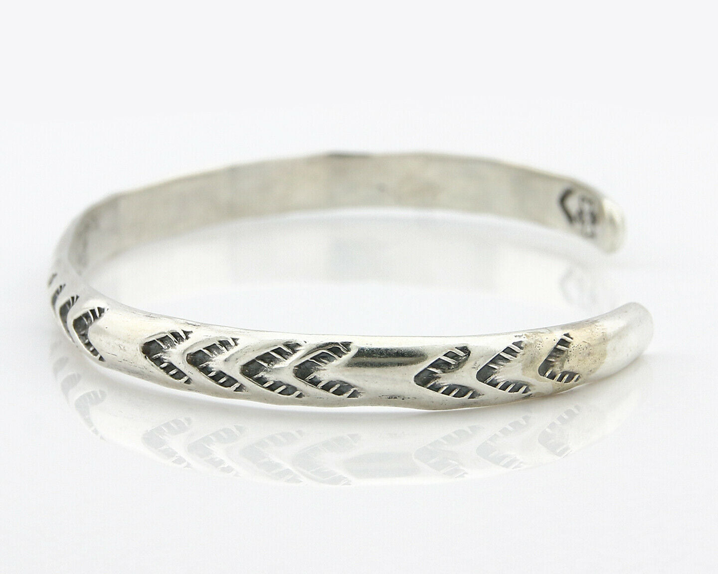 Navajo Bracelet .925 Silver Hand Stamped Arrow Head Artist I Montoya C.80's