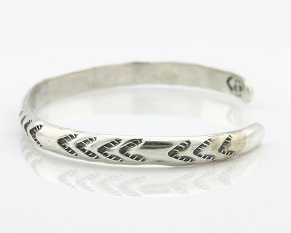 Navajo Bracelet .925 Silver Hand Stamped Arrow Head Artist I Montoya C.80's