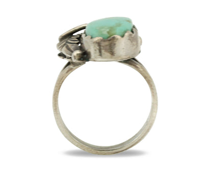 Navajo Ring .925 Silver Kingman Turquoise Native American Signed C.80's