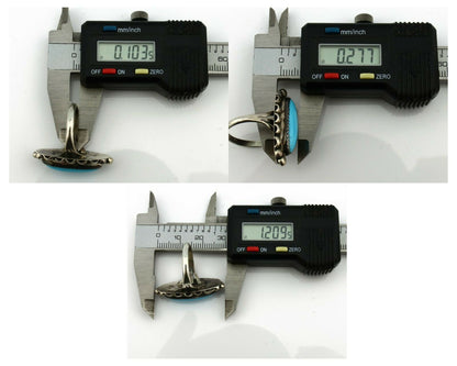 Navajo Ring .925 Silver Natural Blue Turquoise Artist Signed SC C.80's