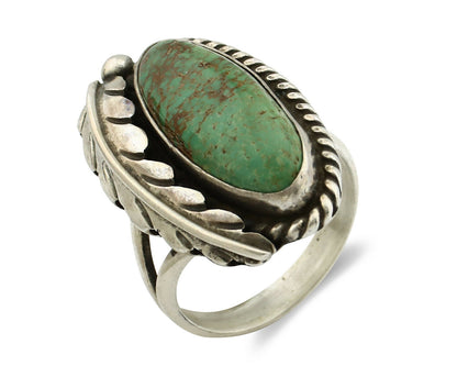 Navajo Ring .925 Silver Manassas Turquoise Signed Artist Apache C.80's