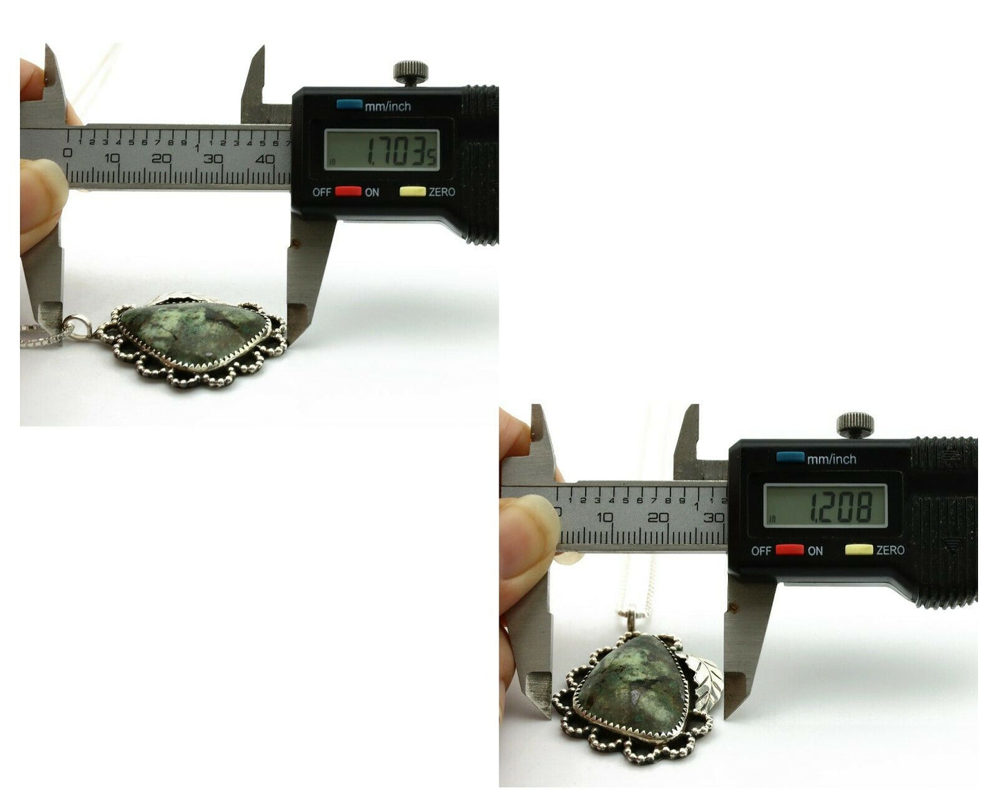 Navajo Necklace .925 Silver Variscite Signed JR C.1980's