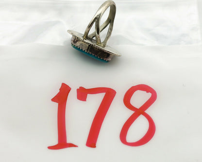 Navajo Ring .925 Silver Blue Spiderweb Native American Artist C.1980's