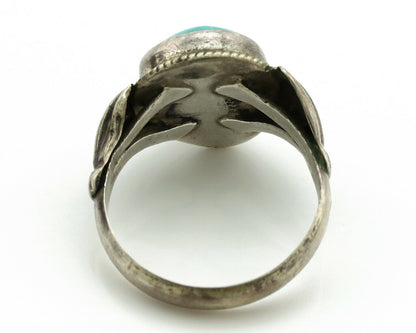 Navajo Ring .925 Silver Kingman Turquoise Native American Artist C.1980's
