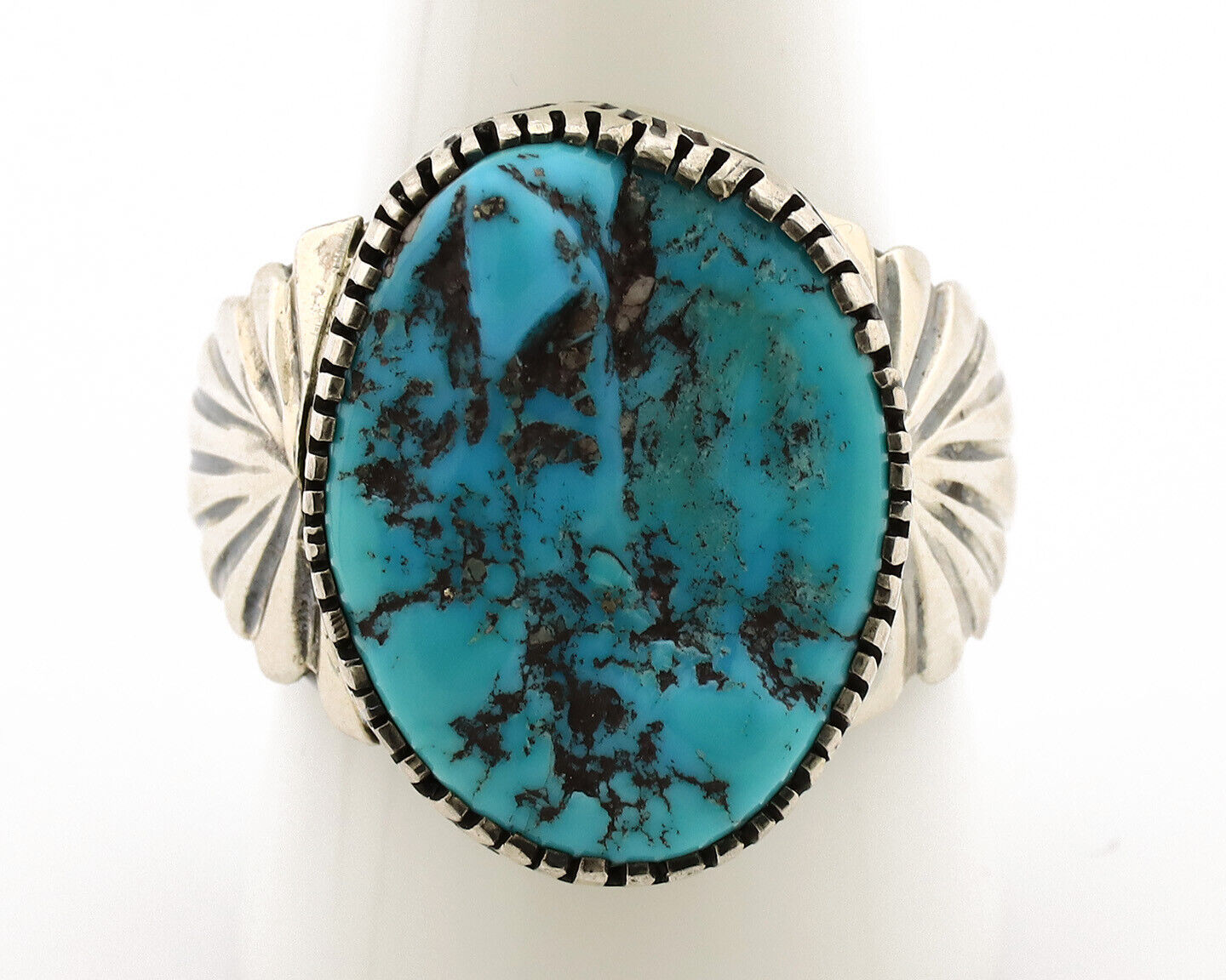 Navajo Ring .925 Silver Sleeping Beauty Turquoise Artist Signed DK C.80's