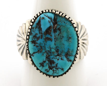 Navajo Ring .925 Silver Sleeping Beauty Turquoise Artist Signed DK C.80's