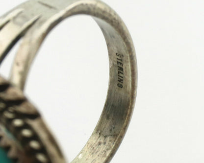 Navajo Ring .925 Silver Kingman Turquoise Signed B C.1980's