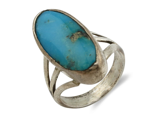 Navajo Ring .925 Silver Arizona Turquoise Native American Artist C80s