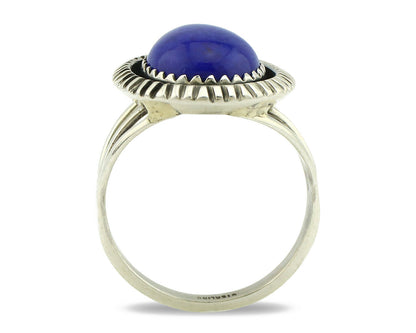 Navajo Ring .925 Silver Natural Lapis Lazuli Native American Artist C.80's