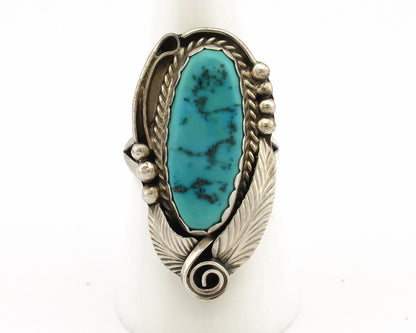 Navajo Ring 925 Silver Sleeping Beauty Turquoise Signed Justin Morris C.80's