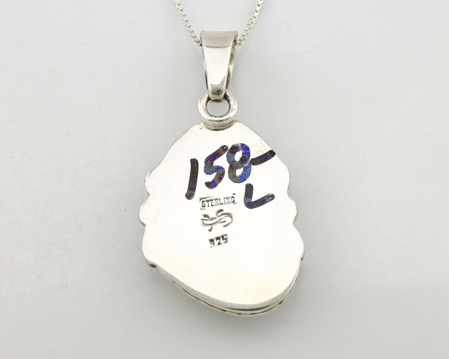 Navajo Pendant .925 Silver Kingman Turquoise Artist Signed Gecko C.80's