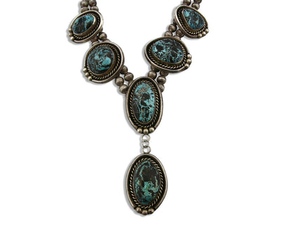 Women's Navajo Necklace .925 Silver Blue Diamond Turquoise C.1968