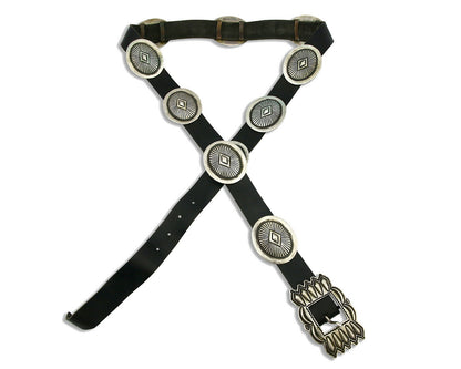 Concho Belt .925 Silver Handmade Signed Artist Calvin Martinez C.80's