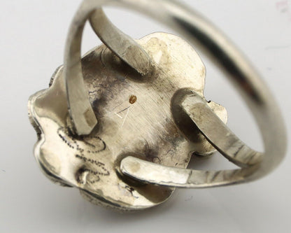 Navajo Ring .925 Silver Natural Pink Mussel Artist Signed Justin Morris C.80's